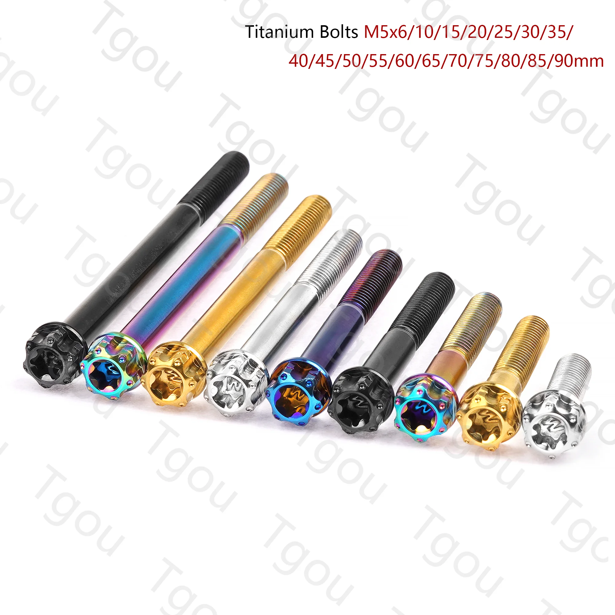 

Tgou Titanium Bolts M5x6~90mm Small Flange Plummer Head With Marking for Motorcycle Conversion Parts