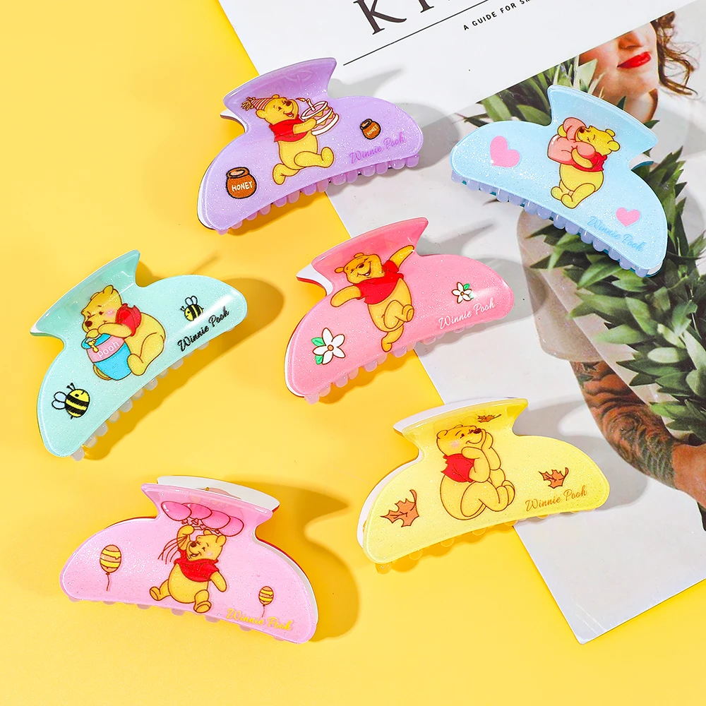 1PC/6PCS 디즈니 위니 더 푸 귀여운 헤어 클로, 다기능 헤어 액세서리 헤어 클로
