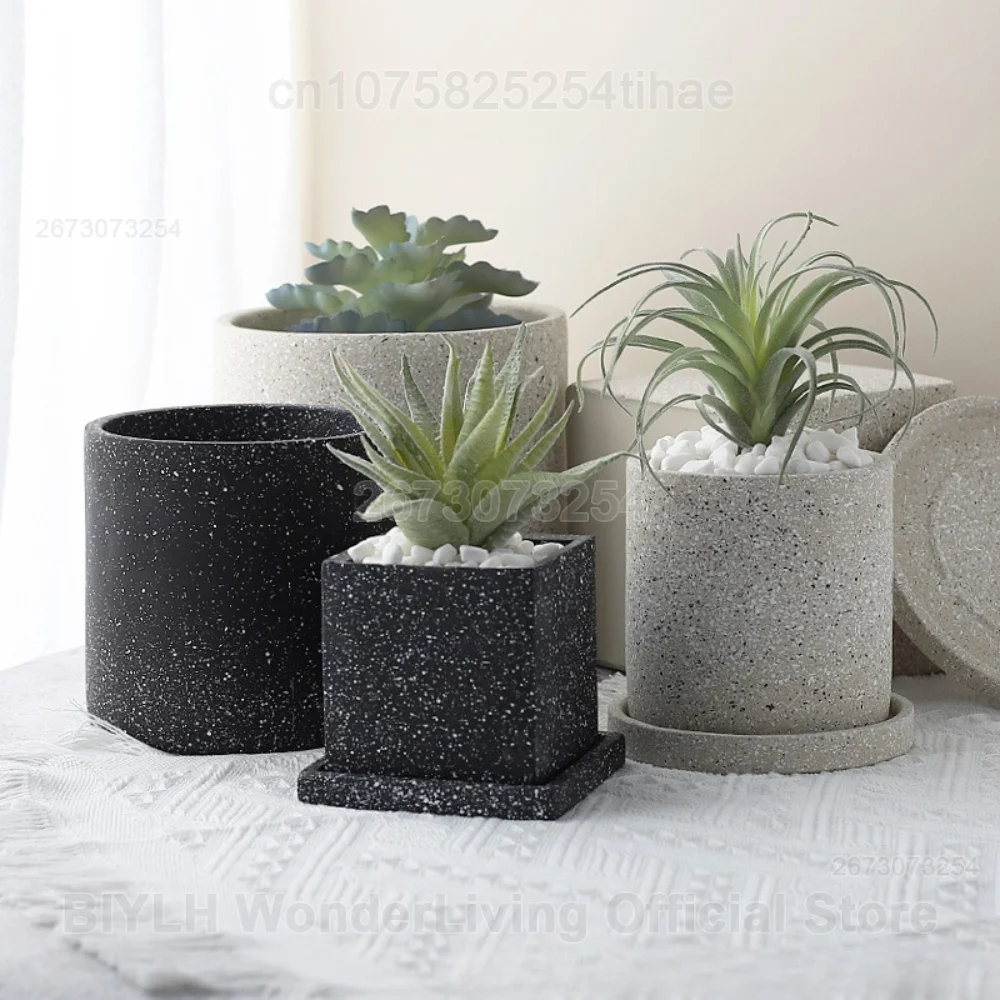 Nordic Cement Flowerpot Simple Household Succulents Potted Utensils Cement Flowerpot for Home Decor Gardening Accessories Gift
