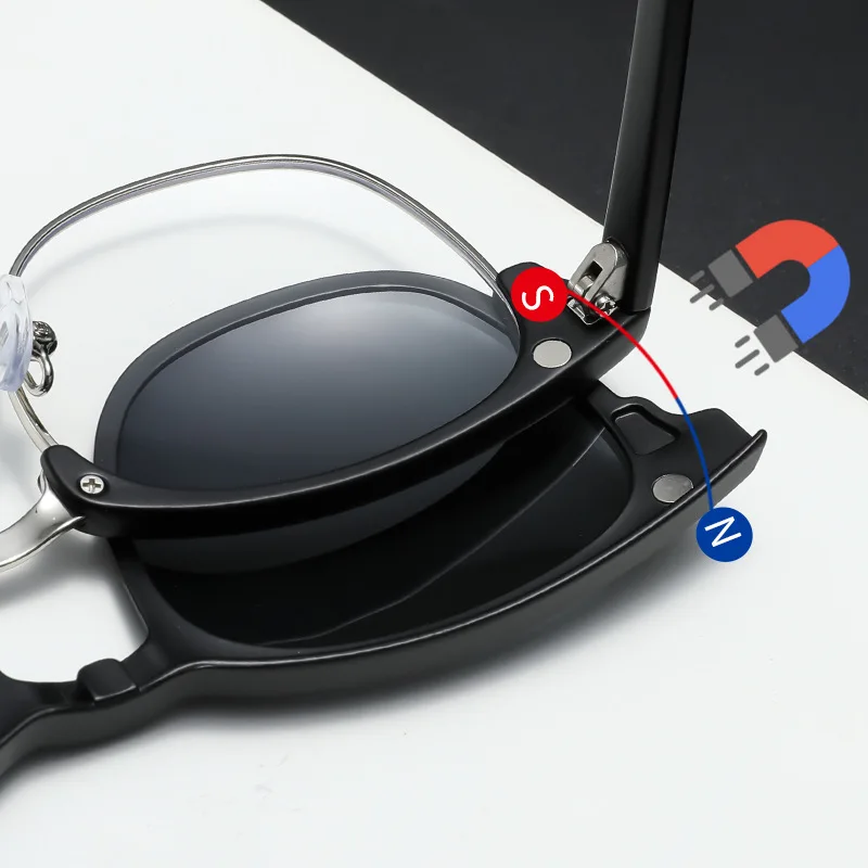 KIZN 6 في 1 قصر النظر الاستقطاب النظارات الشمسية الرجال النساء كليب المغناطيس النمط الكلاسيكي نظارات مخصصة إطار نظارات بصرية-0.5 إلى-10