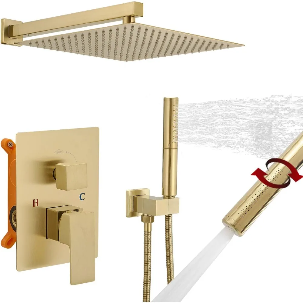 

12-дюймовая насадка для тропического душа и портативная комбинация: настенная душевая система высокого давления