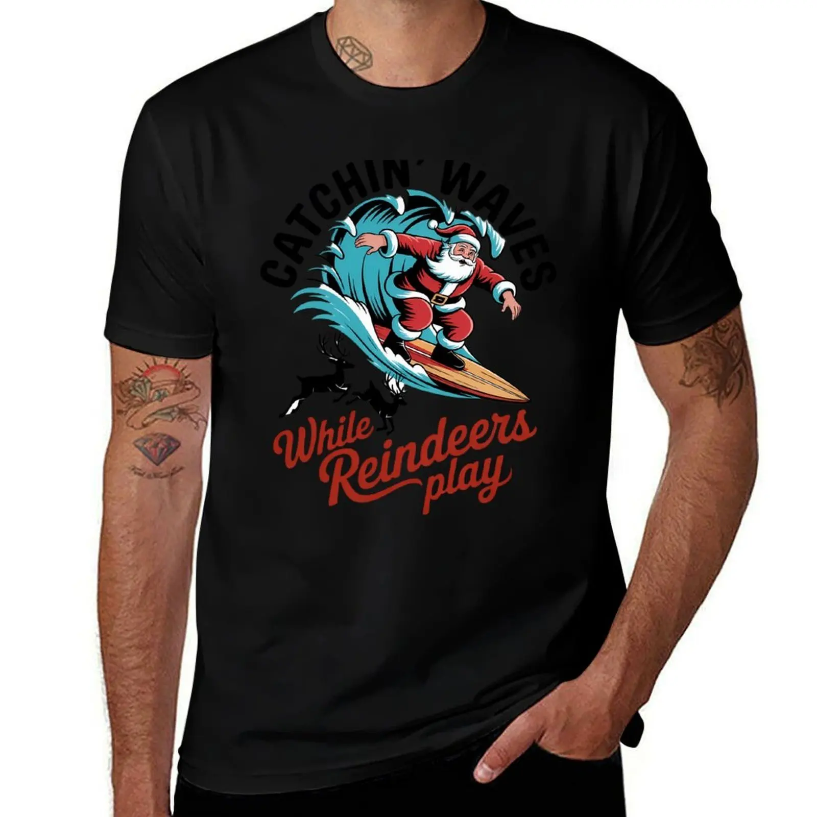 

Christmas In July Surfing Santa Claus Summer Beach Vacay T-Shirt man t shirt anime tshirt quick-drying oversizeds mens clothing