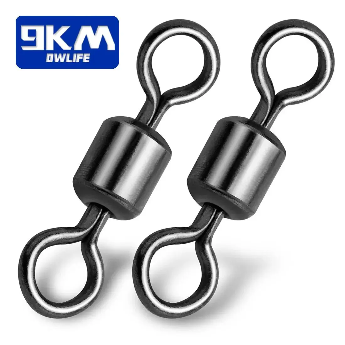 Fishing Rolling Barrel Swivel Tackle 100Pcs Ball Bearing Fishing Swivel Snap Connector Saltwater Gunsmoke Nickel Lures Connector