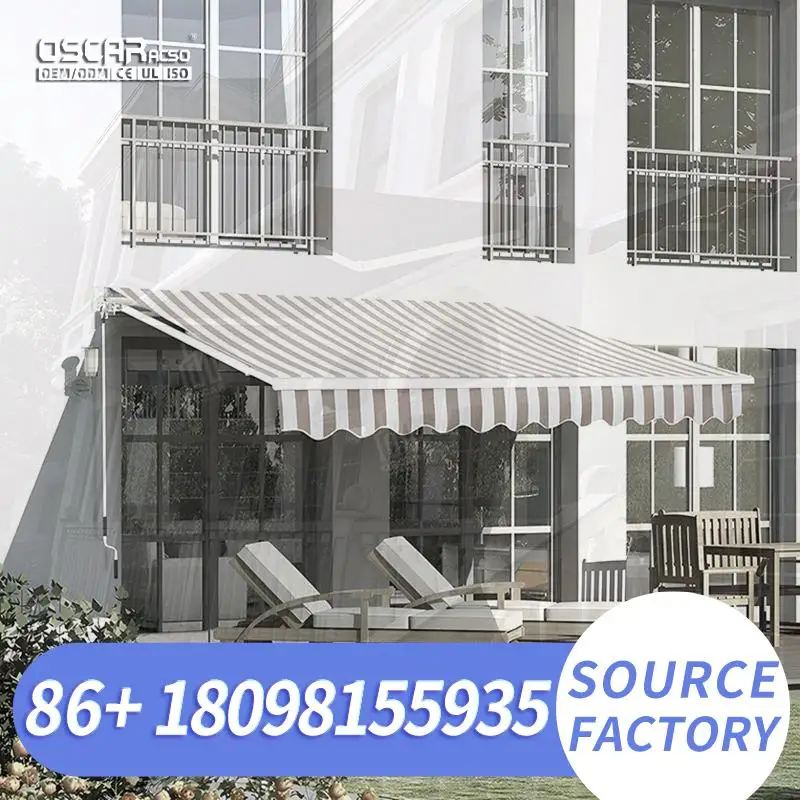 Outdoor Retractable Sunshade Wireless Remote controlled Motorized Electric Folding Roof for Patio Garden Balcony Retractable Awn