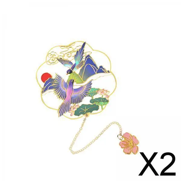 Estilo chinês Bookmark Clip para Leitores, Decoração do Livro, Leitura Suprimentos, 2X