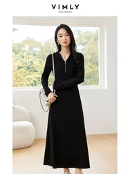 VIMLY Women's Commuter Hooded Waisted Long Dress Autumn V-Neck Slim Fit Hoodies Sweatshirts Simple Casual Hoodies Dress M8913