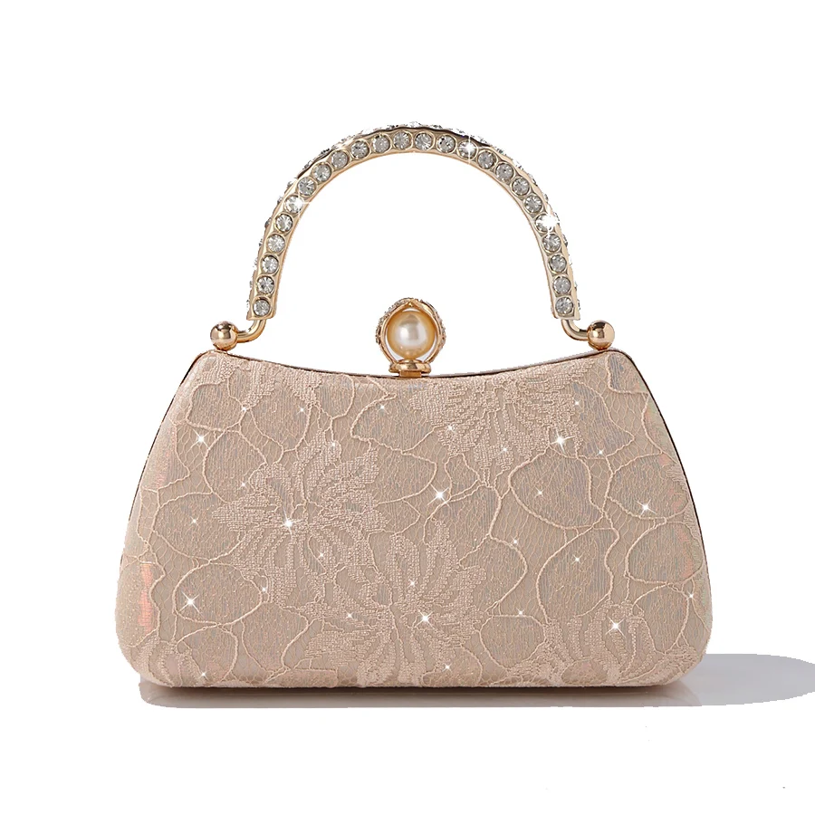 

Luxury Lace Embroidered Design Women Evening Bag Party Banquet Glitter Bag for Ladies Wedding Clutch Handbag Chain Shoulder Bag