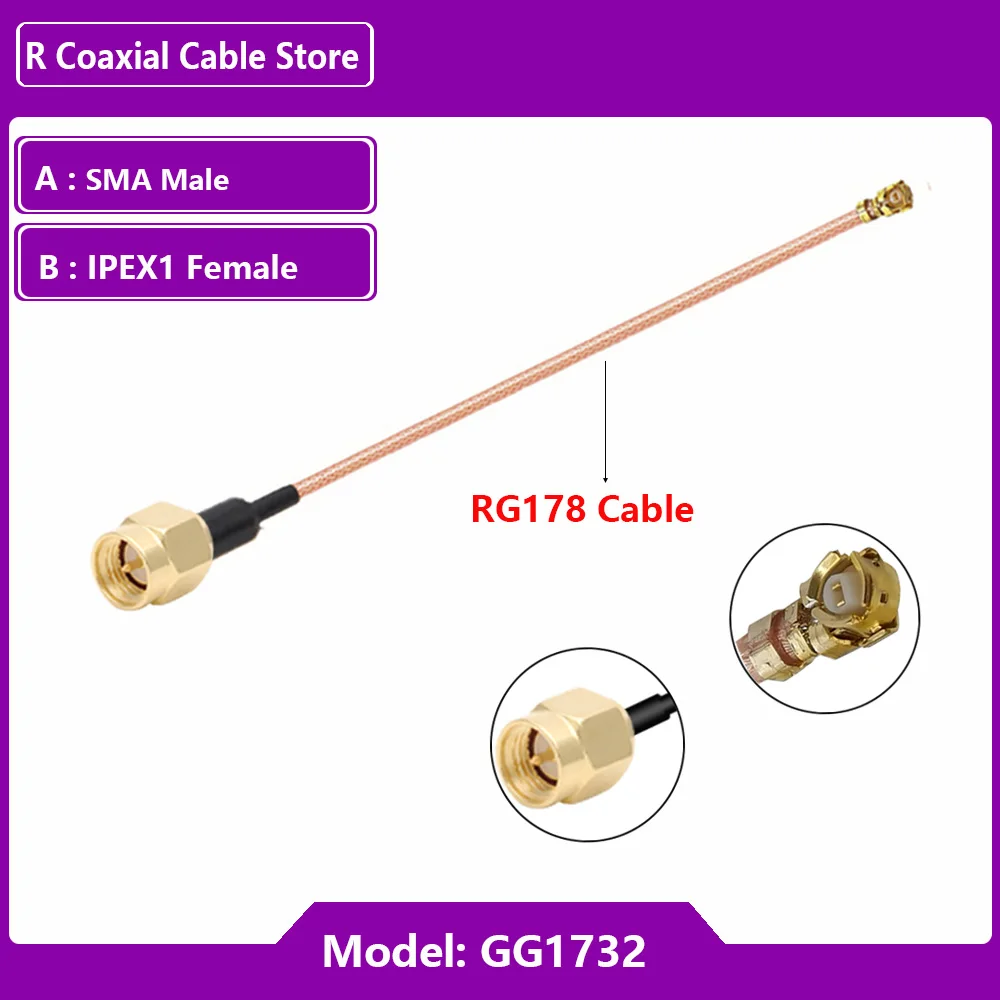 Imagem -02 - Sma Macho para Ufl u. fl Ipx Adaptador Feminino rf Coaxial Pigtail Cabo de Extensão Antena Wifi 600 mm 100 Pcs Rg178