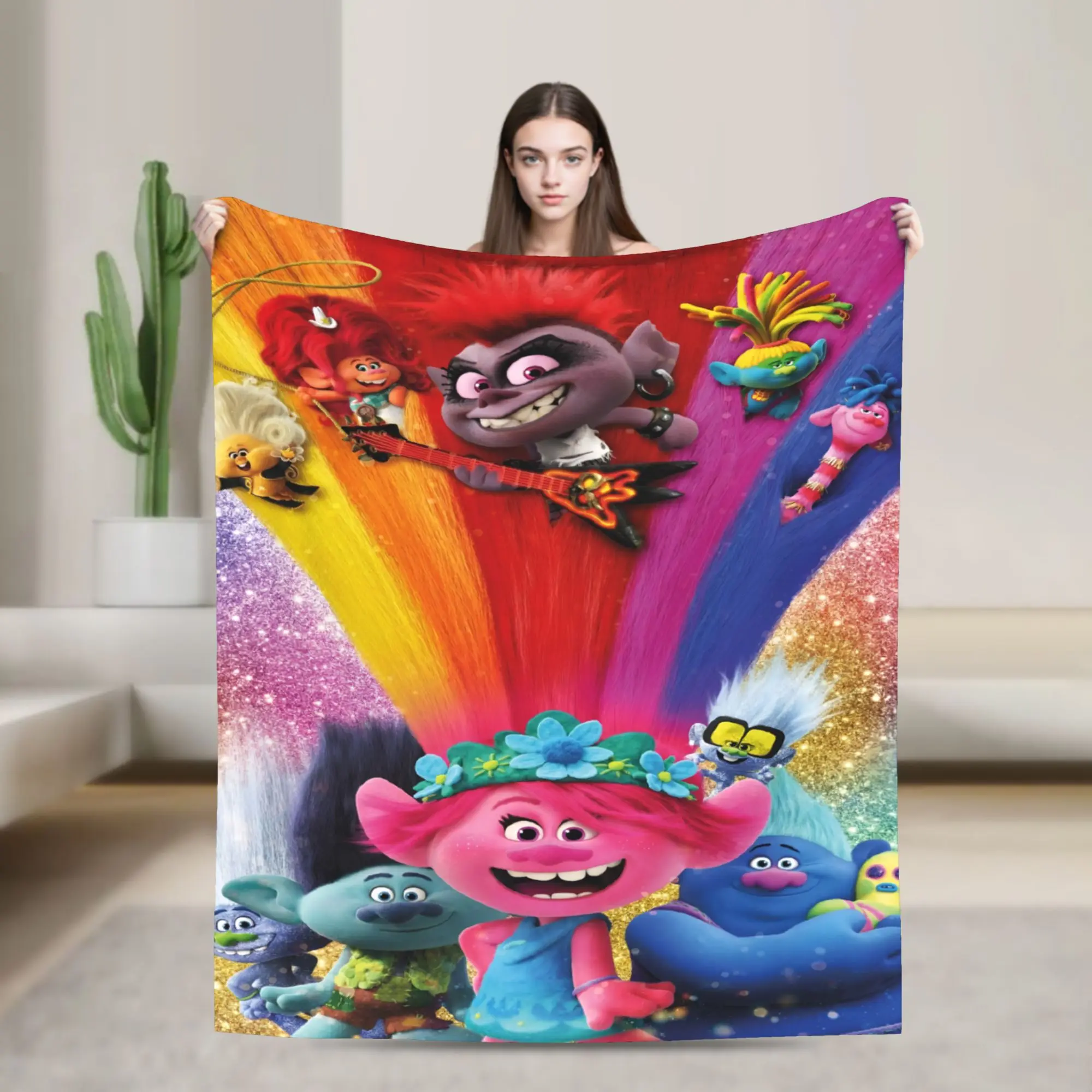 Troll Doll Blanket Cartoon Wool Awesome Warm Throw Blankets for Bedding Lounge Spring/Autumn
