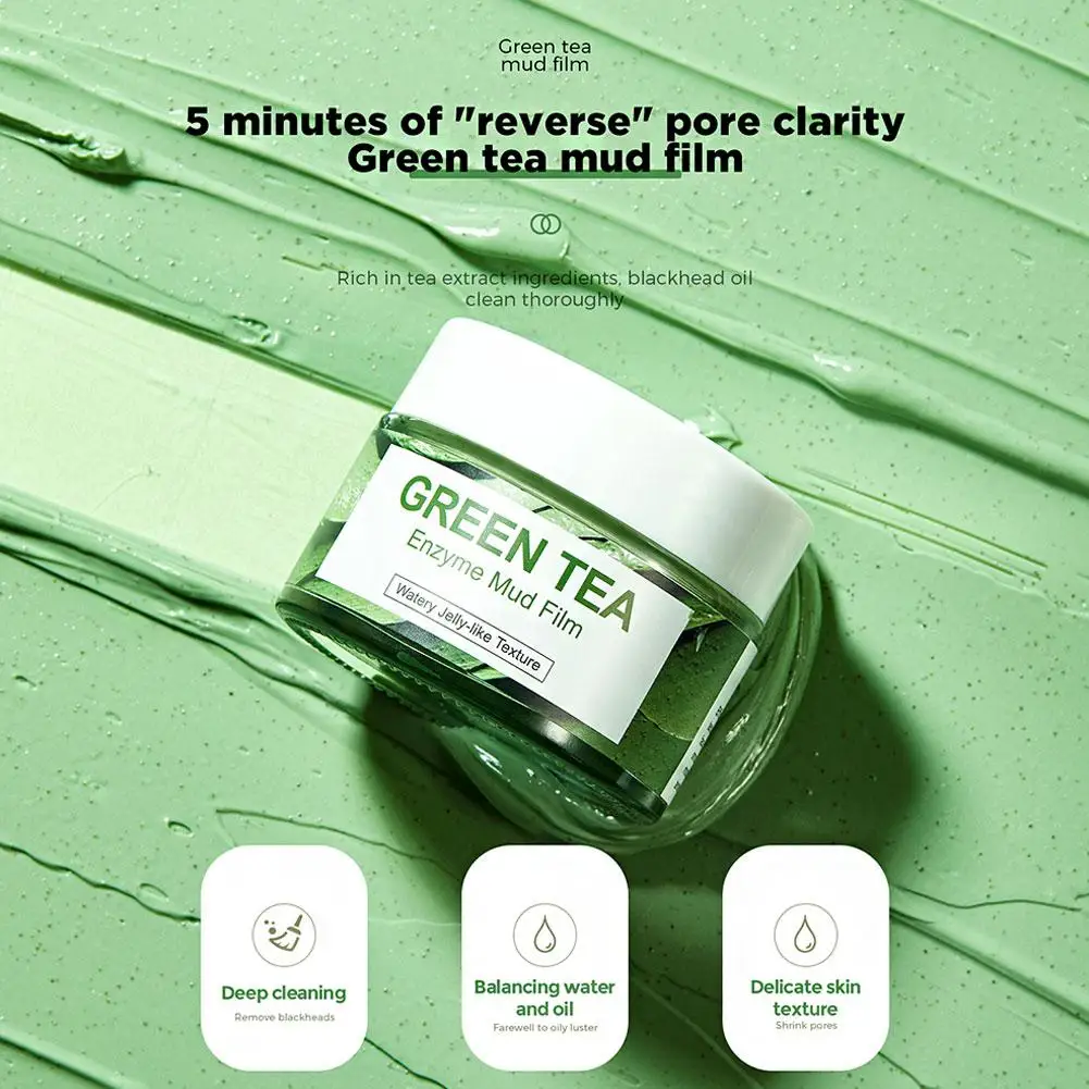 Green Tea Enzyme Mud Film Cleaning, Deep Moisturizing, Blackhead Removing, Mouth Closing, Yellowing Removing, Facial Mask