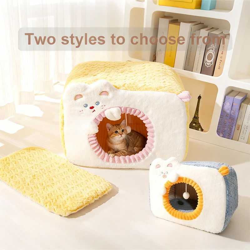 

Four Season Universal Winter Enclosed Pet Cat House,Thick and Warm,Detachable and Washable,Cute and Comfortable Pet House 고양이 굴