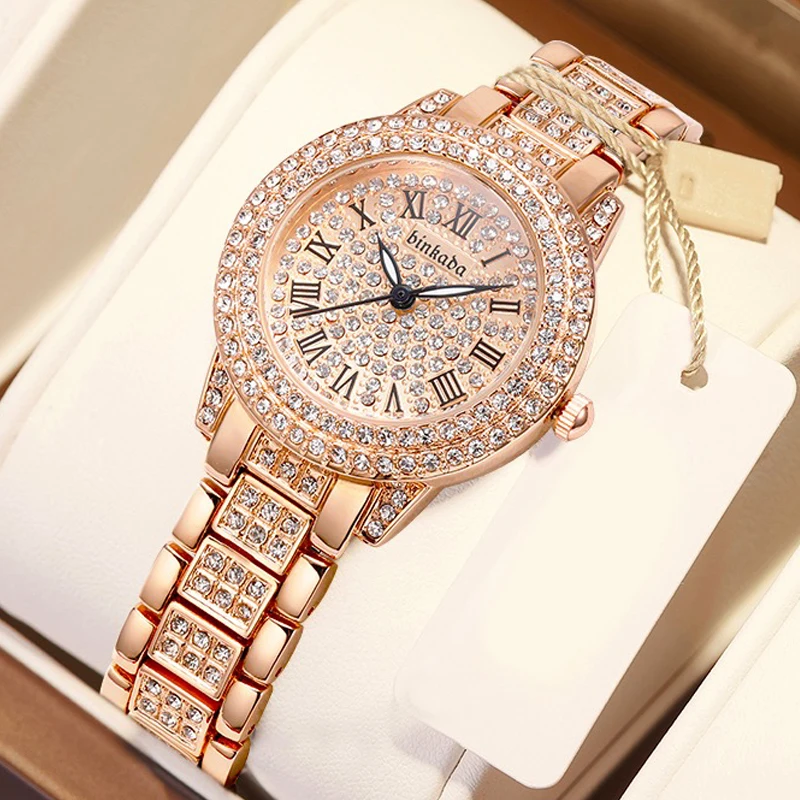 Top Luxury Diamond Watch For Women Elegant Brand Quartz Steel Bracelet Watches Ladies Zircon Crystal Fashion Wristwatch Clock