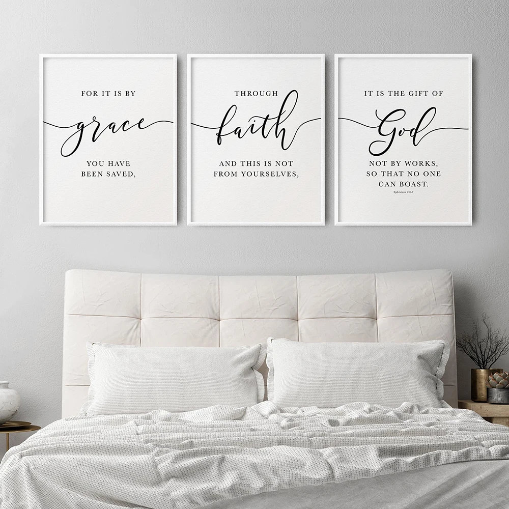 Bible Verse Typography Christian Wall Art Canvas Painting Scripture God Quote Poster Print Wall Pictures Living Room Decoration