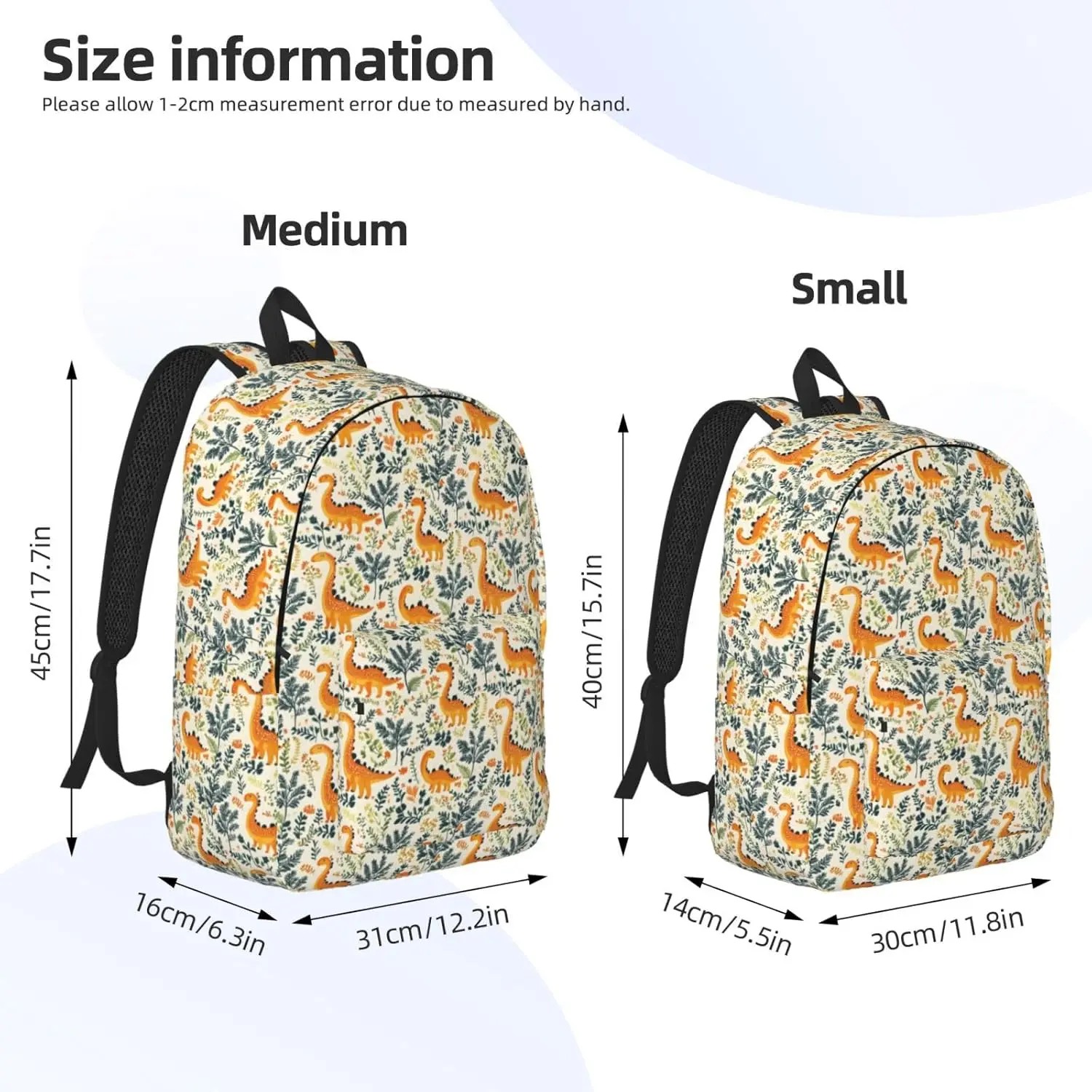Travel Backpack for Women Men Plant Dinosaur Cute Print Canvas Simple Modern Backpack Bag for Hiking