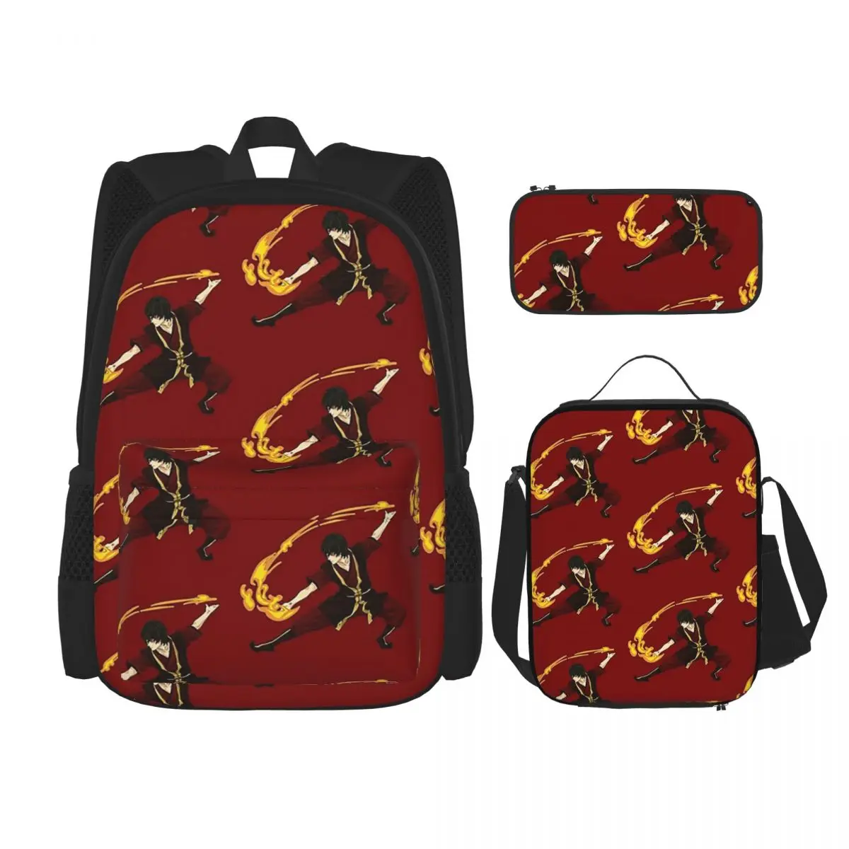 

Zuko Avatar The Last Airbender Backpacks Boys Girls Bookbag Students School Bags Kids Rucksack Lunch Bag Pen Bag Three-Piece Set