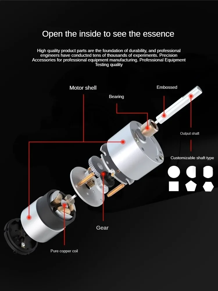 JGB37-520 12V/24V DC Gear Motor 7RPM to 600RPM High Torque Gear Box  Reversible Electric Reduction Geared Motor