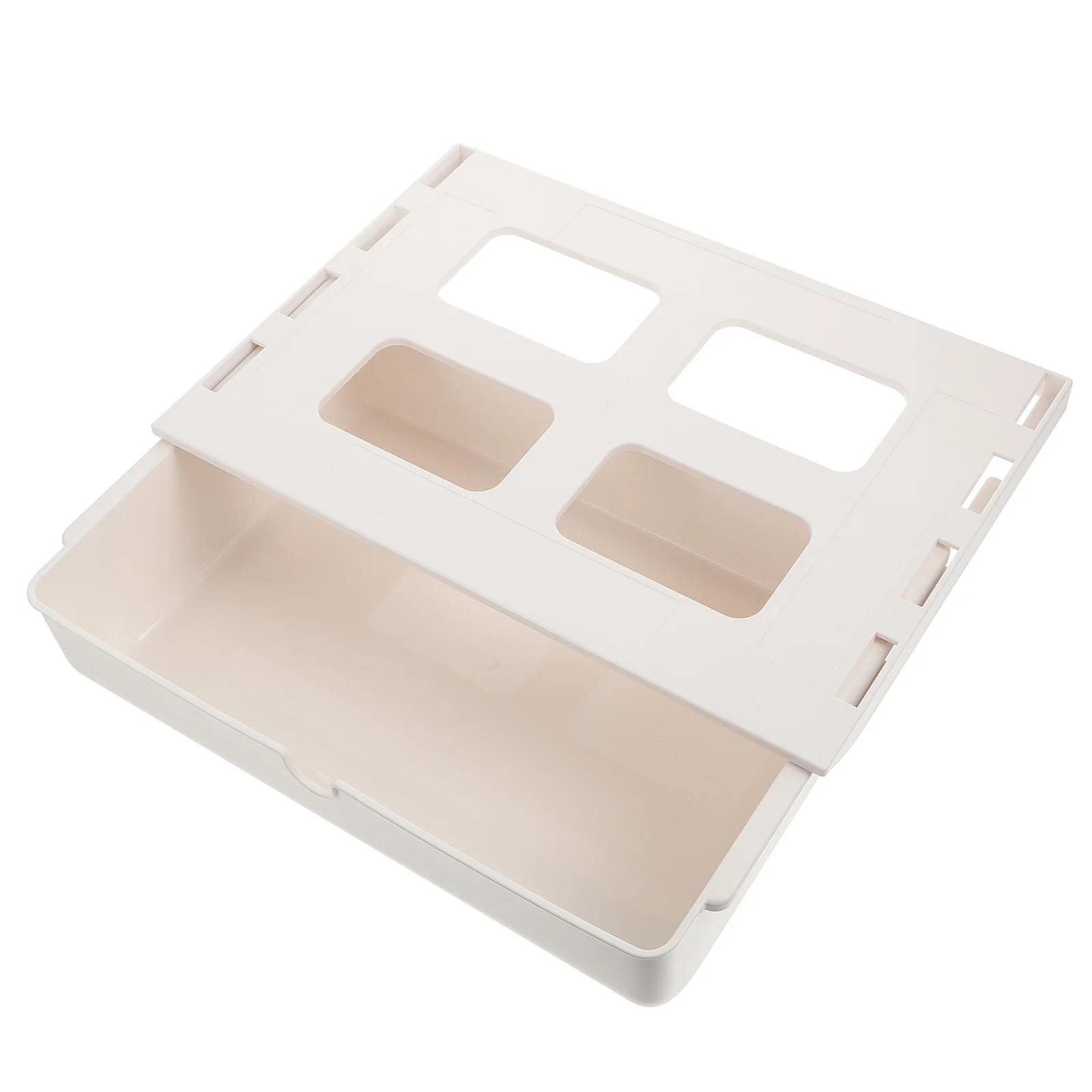 1pc Under Desk Box Plastic Container For Pens Cables Papers Storage Hidden Drawer Type Organizer Under Table Adhesive Box