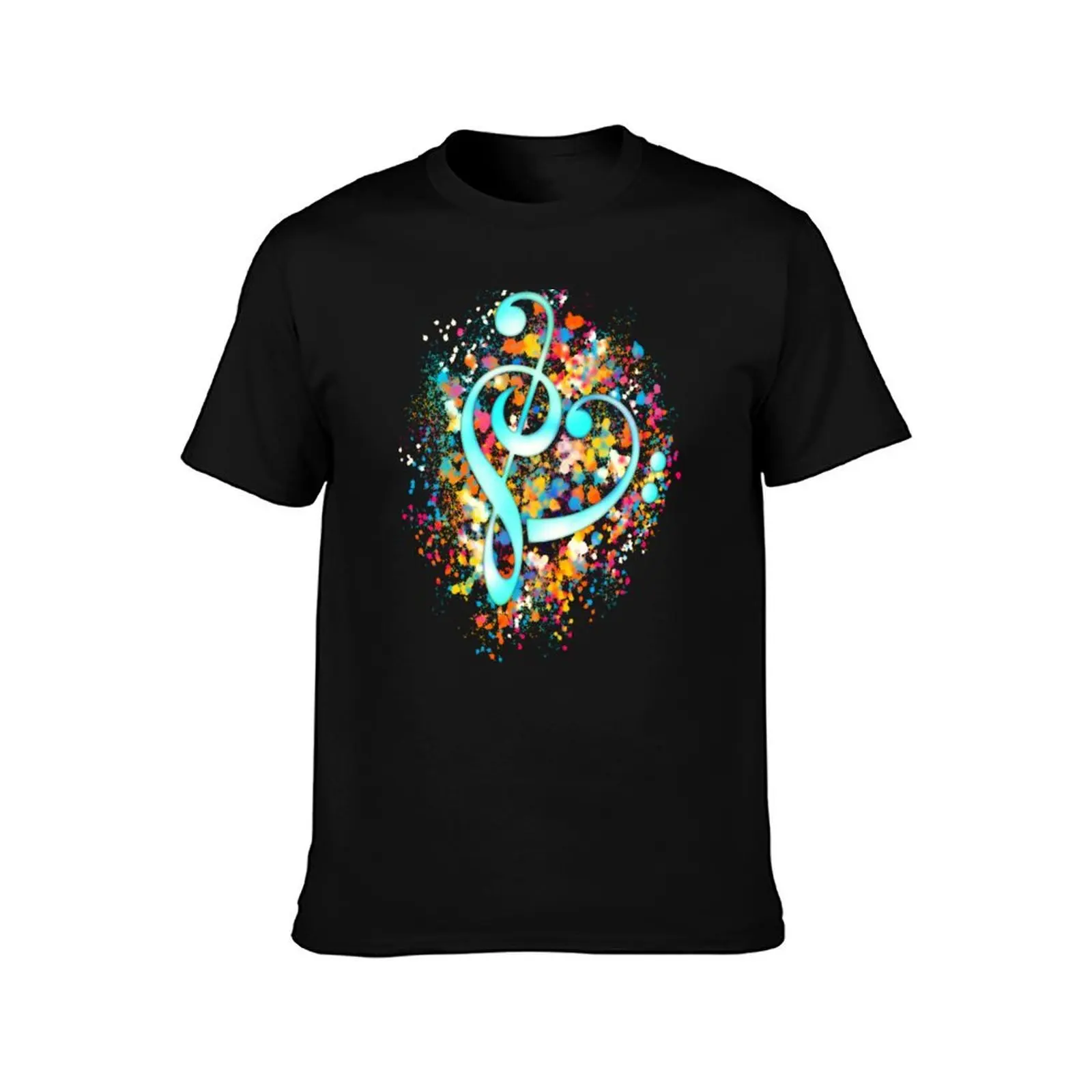 Music Heart, Treble Clef, Bass Clef T-Shirt Lightweight Basic Short Sleeve Shirt T-Shirt