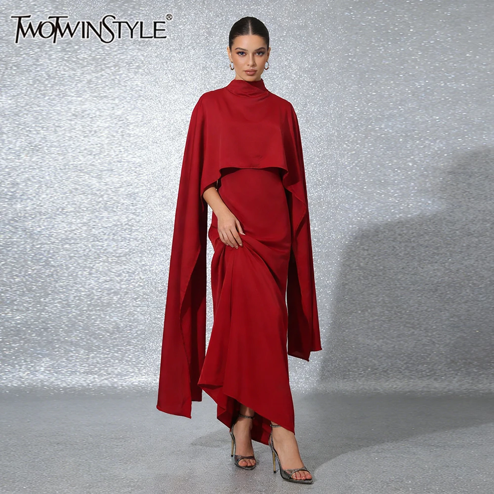 

Красное вечернее платье TWOTWINSTYLE в стиле накидки из атласа для женщин, стройнящее, силуэт «русалка», с плавной юбкой для роскошных ужинов и мероприятий
