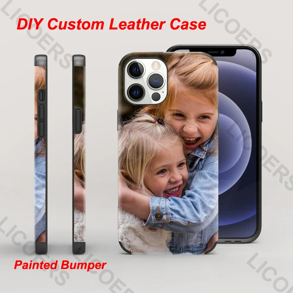 DIY Case for iPhone 15 14 13 12 Pro Max Mini 14Pro 11 XR X SE 2020 7 8 6S Plus Custom Painted Bumper PU Leather Soft Cover Funda