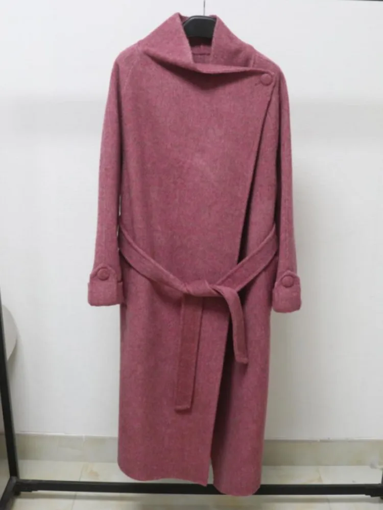 ZMEENNA Cappotto da donna chic in misto lana con cintura e bottoni sul davanti, manica lunga, capispalla invernale con cravatta in vita stile avvolgente ZM3982