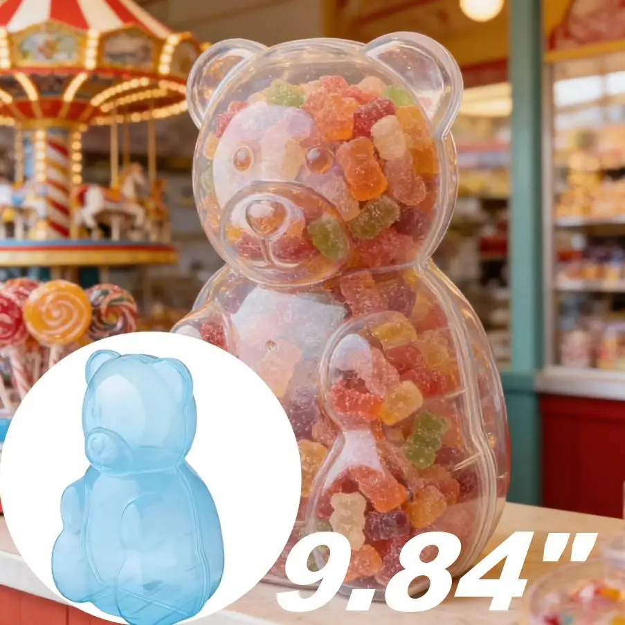 

Хит продаж! Милые контейнеры в форме медведя для подарков на День святого Валентина - 1 шт. Прозрачные пластиковые коробки для конфет в форме медведя - Многоразовые гигантские контейнеры для хранения в форме медведя