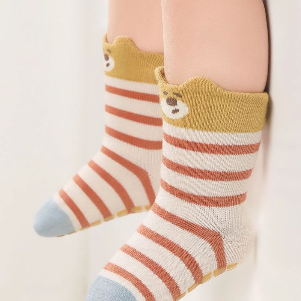 

Baby Cartoon Striped Mid Calf Socks for Toddler Indoor Learning Thermal Cotton Socks Non Restrictive Spring Autumn Wear