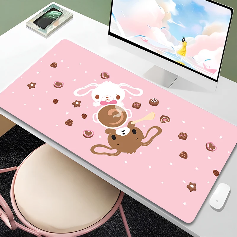لوحة الماوس PC Kawaii الكرتون مكتب حصيرة الوردي S-السكر الأرانب الجدول حصيرة الكمبيوتر المحمول أنيمي الأرنب الألعاب لوحة المفاتيح زهرة لينة ماوس الوسادة