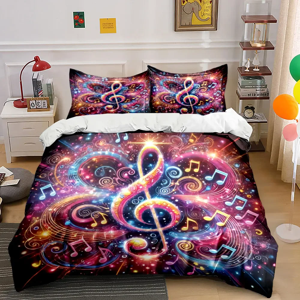 Musical Notes Art Decoration Set Soft Comfortable Duvet Cover Bedding Set Included 1*Duvet Cover & 2*Pillowcases, gift