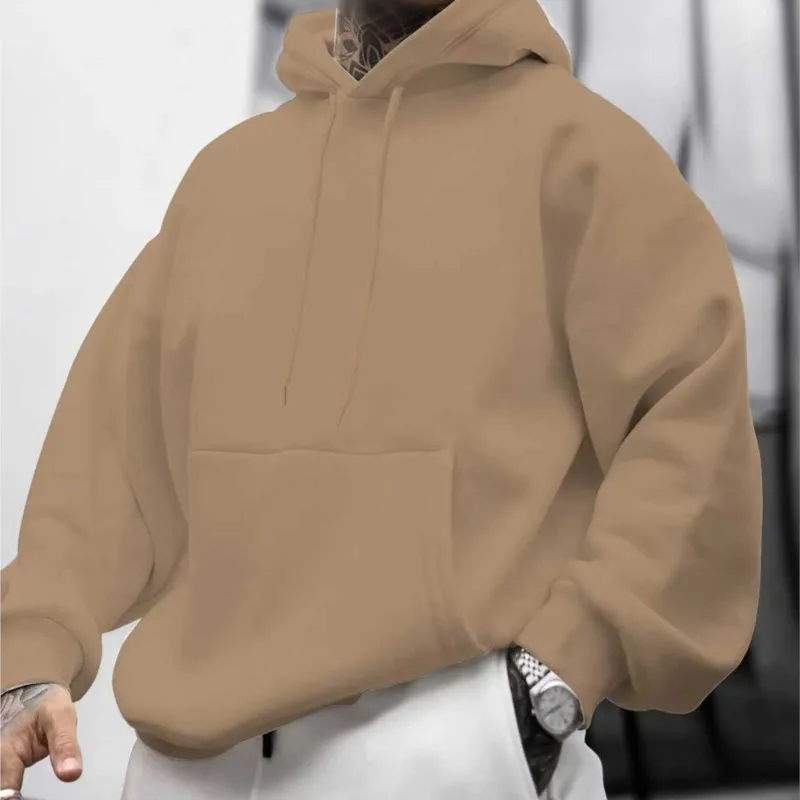 Automne hiver nouveau sweat à capuche pour hommes décontracté ample couleur unie coupe décontractée pull sweat toutes saisons sweats à capuche pour homme