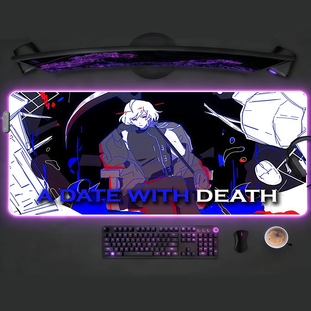 Game A Date With D-Death Mouse Pad Waterproof RGB LED Light Colorful Game Keyboard Non-slip Cover Desk-mat Surface