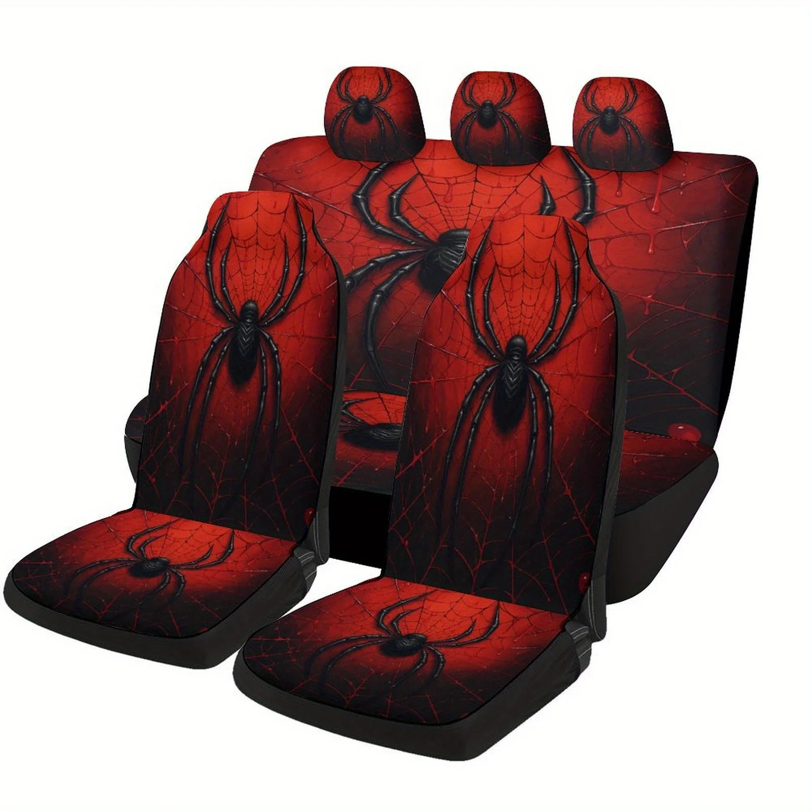 Spider Web Designed Car Seat Cover Set For Most Cars, High-Quality Comfortable Car Seat Protector Covers Full Set, Car Seat Cove