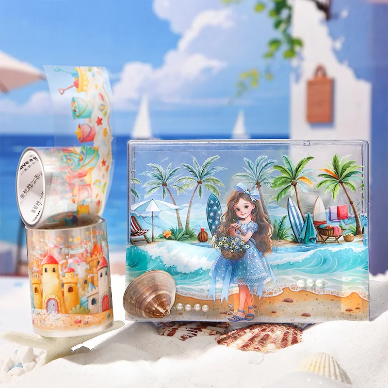 2 pçs/1 lote fitas adesivas decorativas verão beira-mar scrapbooking diy papel scrapbooking adesivos