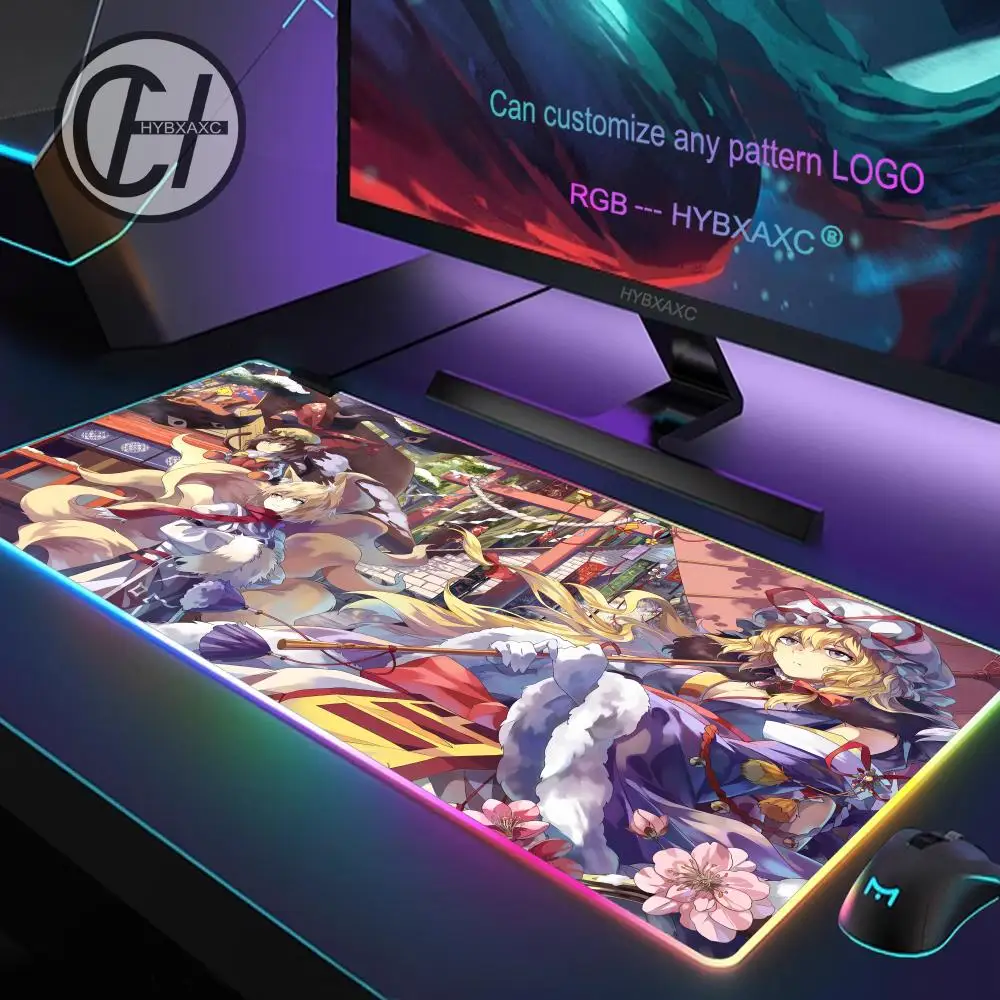 

Anime Touhou Project Mouse Pad RGB Gaming Mouse Pad Desk Mat HD Gamer Large LED Light XXL MousePads PC Computer Carpet