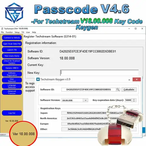 소프트웨어 등록 키겐 계산기 스마트 코드 재설정, PASSCODE V4.6, Techstream V18.00.008, Toyota, Lexus, Scion 소프트웨어 등록 키겐 계산기 스마트 코드 재설정, PASSCODE V4.6, Techstream V18.00.008, Toyota, Lexus, Scion