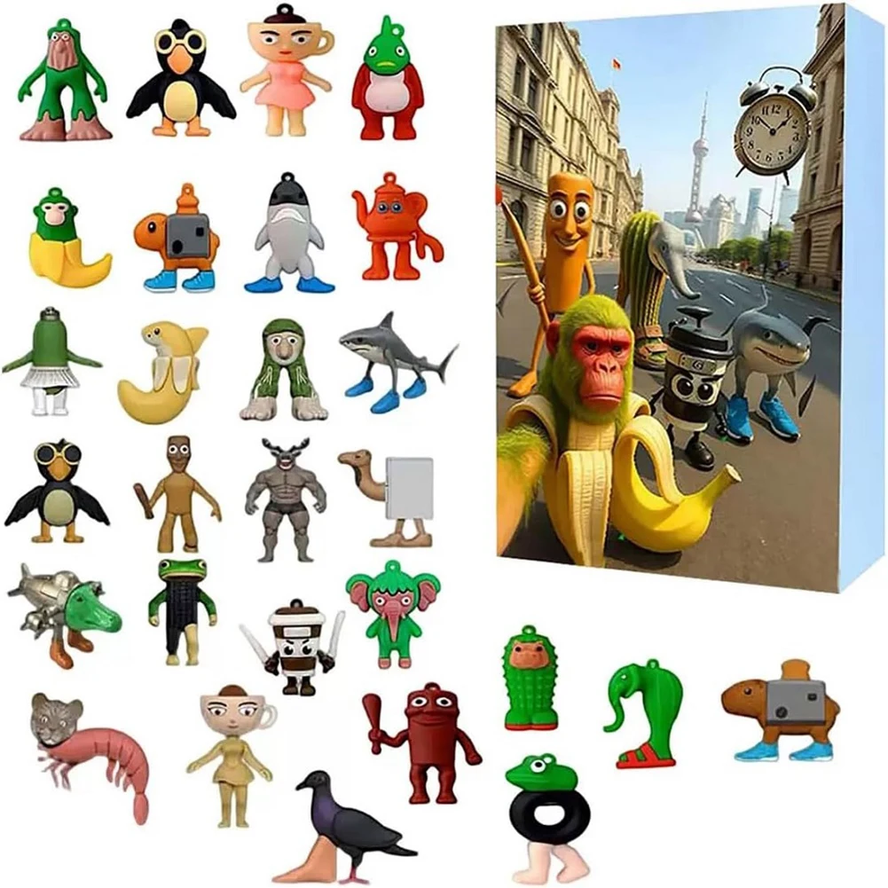 Calendario de Adviento italiano Brainrot, caja ciega Tung Sahur Tralalero, calendario de cuenta atrás de Navidad de 24 días, decoraciones navideñas