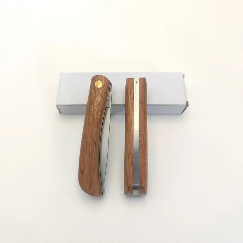 High-Quality Foldable Fruit Knife with Wooden Handle for Kitchen and Home Use