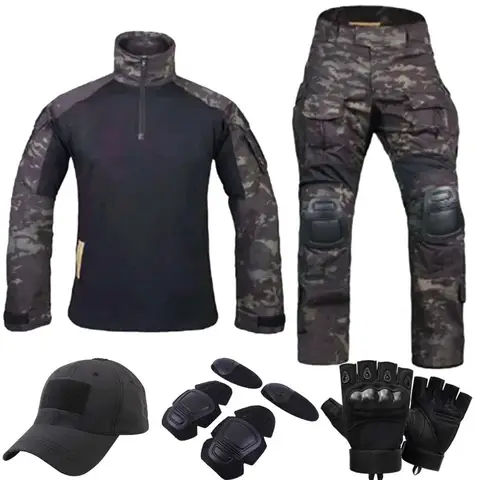 야외 전술 양복 MultiCam Ghillie 정장 사냥 바지 Gen3 전투 유니폼 페인트 볼 BDU 전술 육군 셔츠 카고 바지