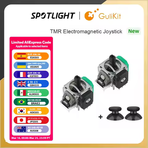 GuliKit TMR Joystick with Stick Cap for PS4 PS5/PS5 Edge Gamepad for Switch Pro Xbox Series Controller Game Accessories Repair