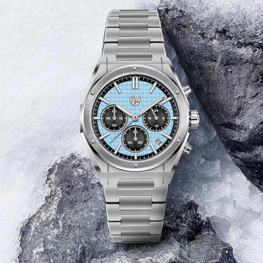 

RollsTimi Новые мужские часы Кварцевые часы с хронографом для мужчин Топ Роскошные AR Сапфировое зеркало Светящиеся водонепроницаемые деловые часы