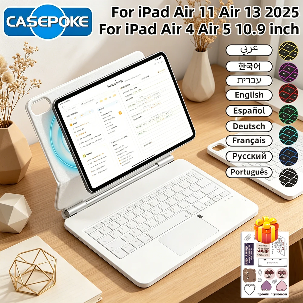 

Новая клавиатура Magic Keyboard с подсветкой для iPad 11/10/9/8/7-го поколения, умный чехол для Air 11 13 M3 M2 Pro 11 дюймов 12.9 дюймов 2018-2022, Air 4 5 10.9 дюймов
