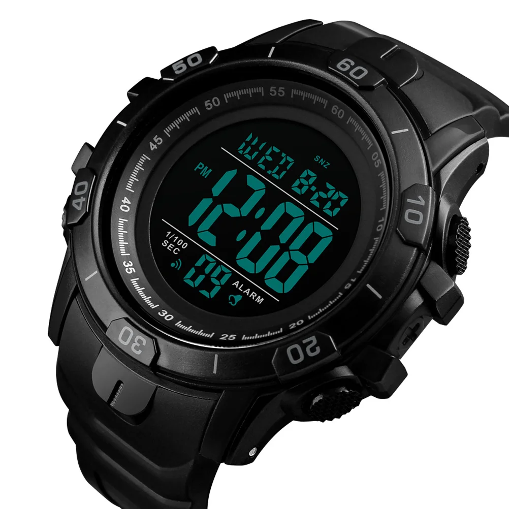 

Outdoor Sports Digital Watch Men Waterproof 50M Stainless Steel Screw Back Luminous Stopwatch Alarm Dual Time Week Date Display