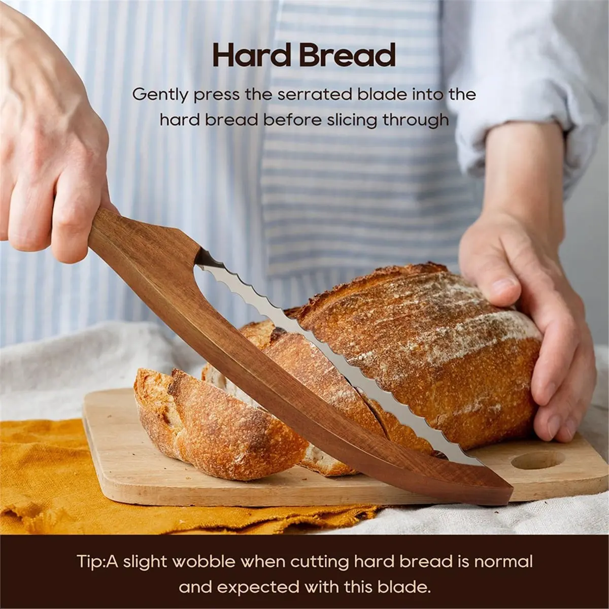 A67T NEW Bread Knifes Set,Acacias Wood,Double Serrated Bread Knifes for Homemade Bagels, and More-Sourdough Bread Slicer