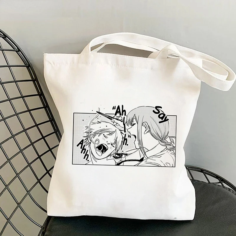 

Chainsaw Man Anime Shopper Bag Harajuku Eco Resauble Tote Bags for Women Street Style Large-capacity Shopping Bag Bolso Mujer