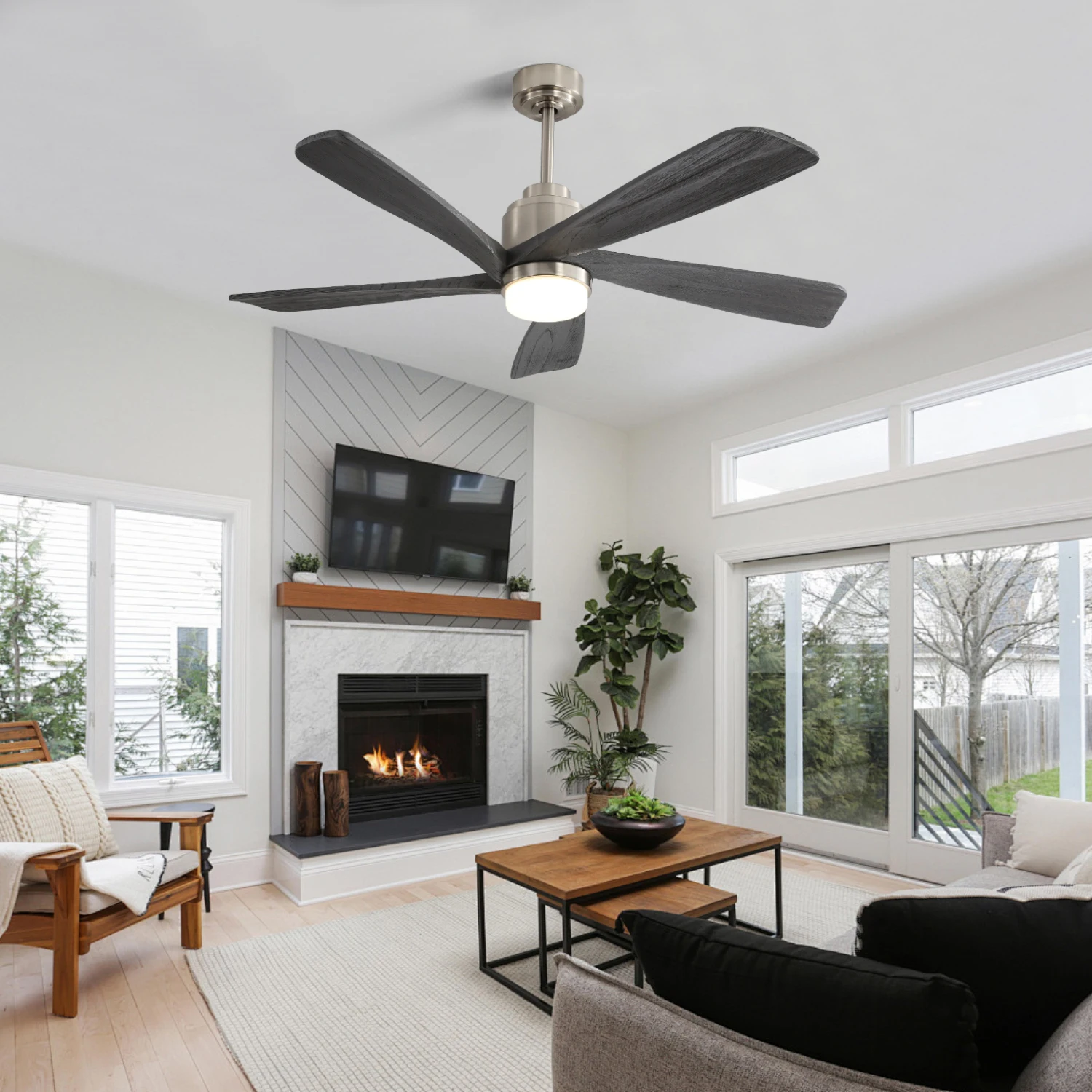 Sofucor Modern Smart 52-inch DC Ceiling Fans With Remote Control 6-Speed High Wind With Light Home Fan