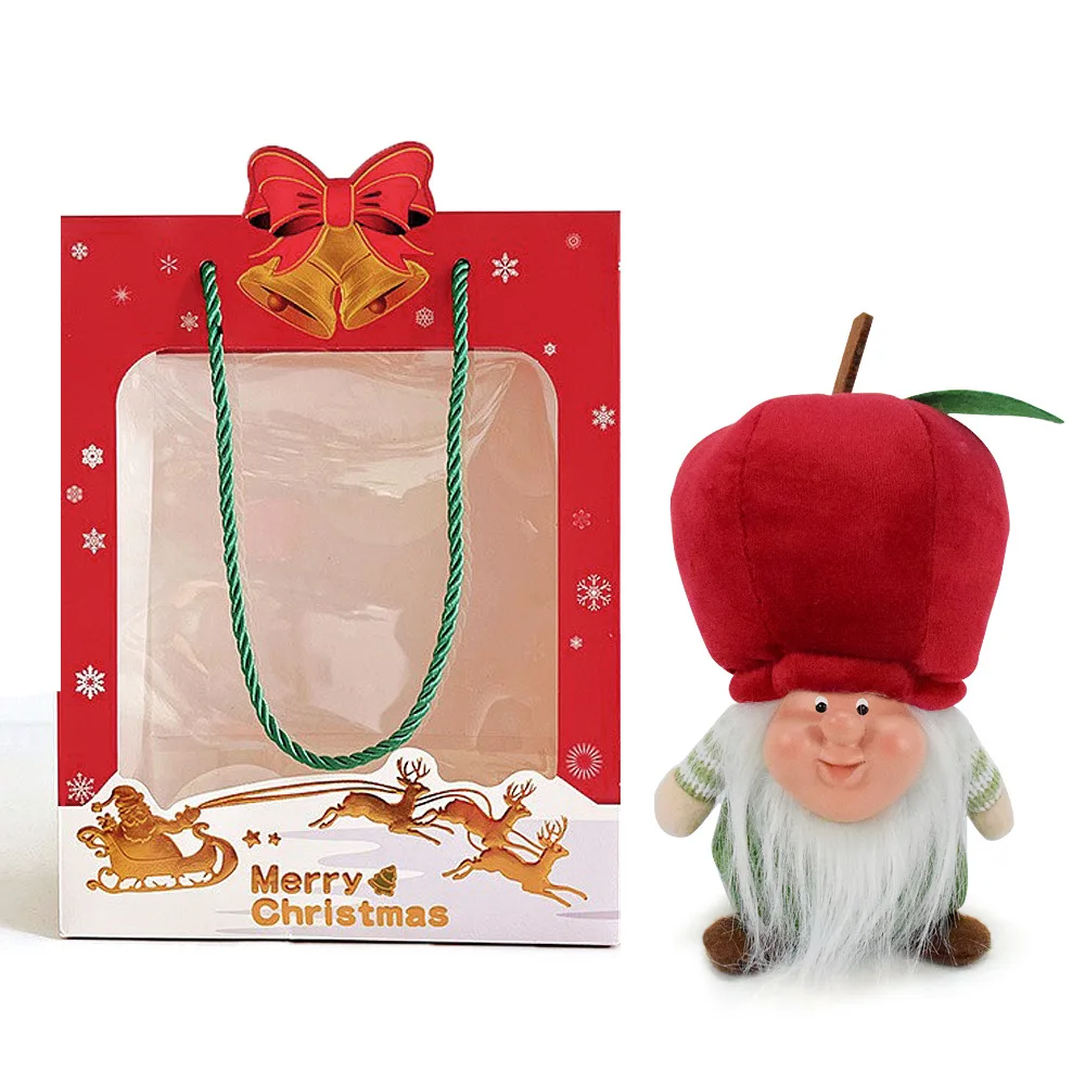 17CM Świąteczny Prezent na Wigilię Szczęśliwy Elf Jabłko Lalka Figurka Dekoracja Ozdoba z Torbą na Prezenty Prezent dla Pary na Boże Narodzenie i Nowy Rok 2025