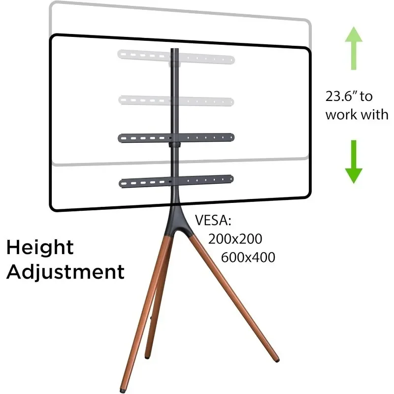 Easel Floor TV Stand with Tripod Base for 47-72 inch LED LCD OLED Flat and Curved Screens, Portable Height Adjustable