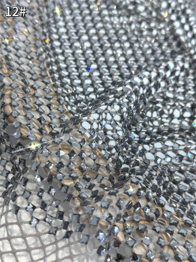 Shiny Diamond Stretch Fishing Net Fabric for Dress Skirt Costume Diy Sewing