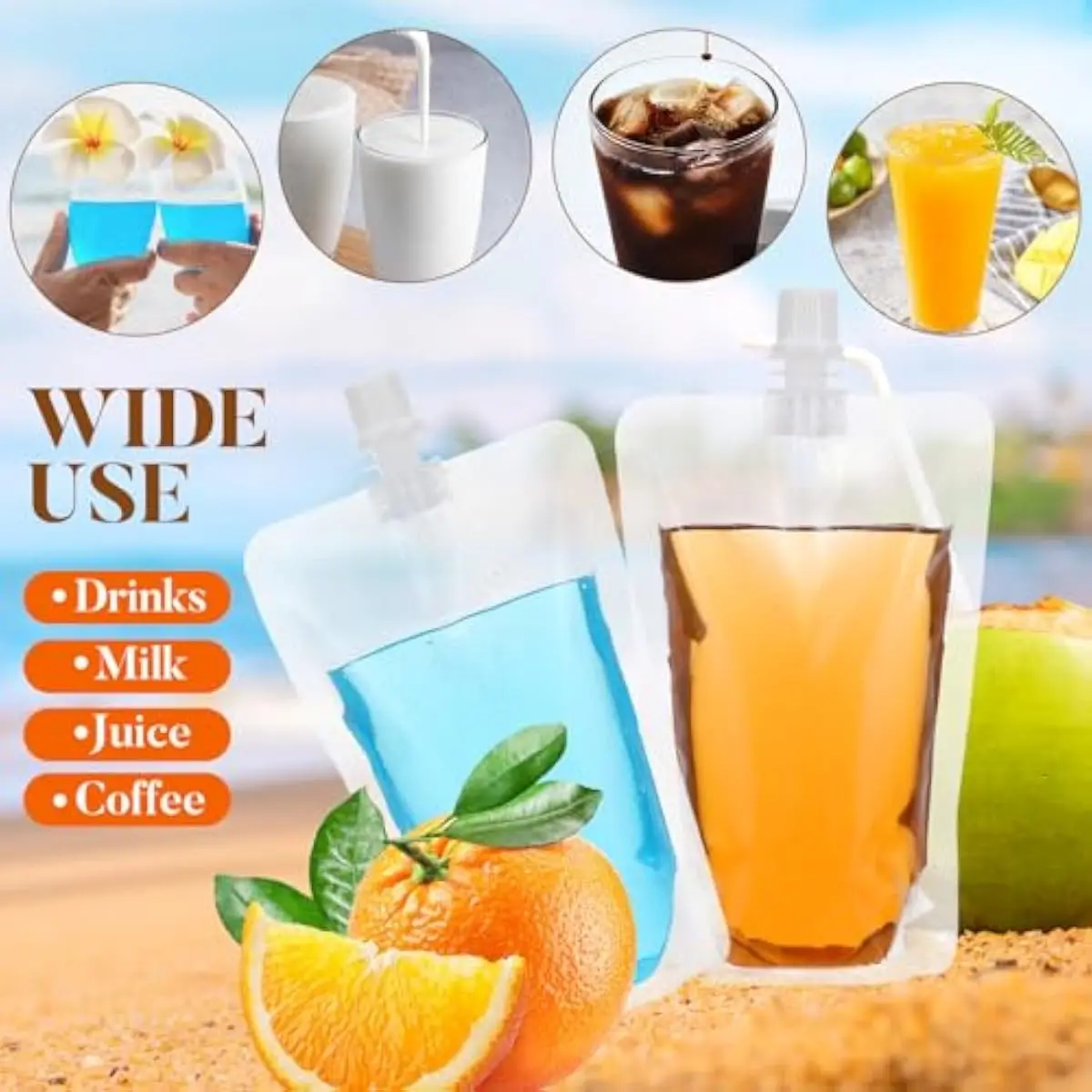 50pcs 200ml Clear Spout Pouches: Leak-proof Stand-up Liquid Storage Bags - Plastic Drink Flasks with Screw Caps for Juice, Milk