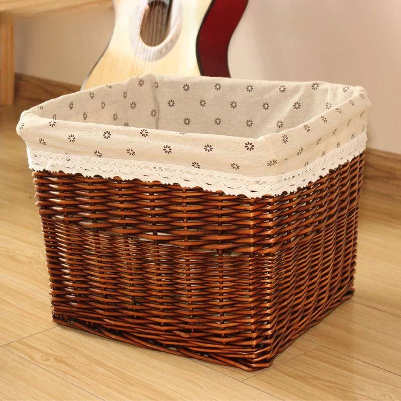 Large Size Wicker Storage Basket Home Dirty Clothes Basket Miscellaneous Storage Basket Square Rattan Woven Storage Basket
